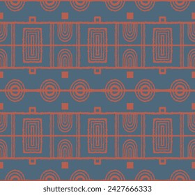 Patrón geométrico moderno. Círculos y rayas, líneas cuadradas de arte. Fondo futurista retro. Cifras minimalistas. Ilustración abstracta op-art. Patrón Bauhaus. Alfombra escandinava africana.