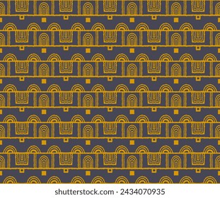 Modern geometric pattern. Circles and stripes, square lines art. Retro futuristic background. Minimalistic figures. Abstract op-art illustration. Bauhaus pattern. Scandinavian, African rug.