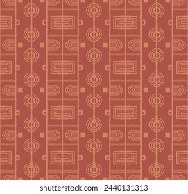 Modern geometric pattern. Circles and stripes, square lines art. Retro futuristic background. Minimalistic figures. Abstract op-art illustration. Bauhaus pattern. Scandinavian, African rug.