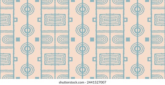 Modern geometric pattern. Circles and stripes, square lines art. Retro futuristic background. Minimalistic figures. Abstract op-art illustration. Bauhaus pattern. Scandinavian, African rug.