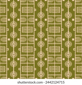 Modern geometric pattern. Circles and stripes, square lines art. Retro futuristic background. Minimalistic figures. Abstract op-art illustration. Bauhaus pattern. Scandinavian, African rug.