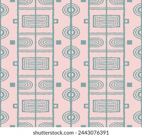 Modern geometric pattern. Circles and stripes, square lines art. Retro futuristic background. Minimalistic figures. Abstract op-art illustration. Bauhaus pattern. Scandinavian, African rug.
