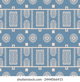 Modern geometric pattern. Circles and stripes, square lines art. Retro futuristic background. Minimalistic figures. Abstract op-art illustration. Bauhaus pattern. Scandinavian, African rug.