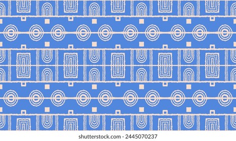 Patrón geométrico moderno. Círculos y rayas, líneas cuadradas de arte. Fondo futurista retro. Cifras minimalistas. Abstractas ilustración de arte. Patrón Bauhaus. Alfombra escandinava africana.