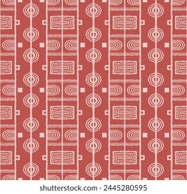 Modernes geometrisches Muster. Kreise und Streifen, quadratische Linien Kunst. Retro futuristischer Hintergrund. Minimalistische Zahlen. Abstrakte Illustration. Bauhaus-Muster. Skandinavischer, afrikanischer Teppich.