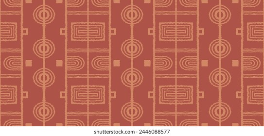 Modern geometric pattern. Circles and stripes, square lines art. Retro futuristic background. Minimalistic figures. Abstract op-art illustration. Bauhaus pattern. Scandinavian, African rug.