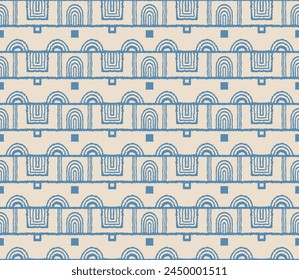 Modern geometric pattern. Circles and stripes, square lines art. Retro futuristic background. Minimalistic figures. Abstract op-art illustration. Bauhaus pattern. Scandinavian, African rug.