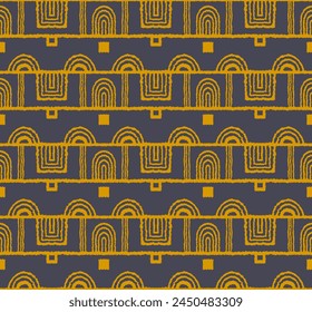 Modern geometric pattern. Circles and stripes, square lines art. Retro futuristic background. Minimalistic figures. Abstract op-art illustration. Bauhaus pattern. Scandinavian, African rug.