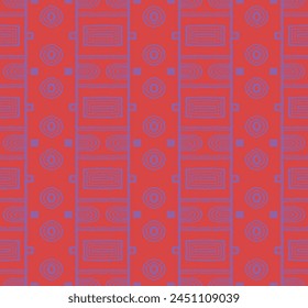 Modern geometric pattern. Circles and stripes, square lines art. Retro futuristic background. Minimalistic figures. Abstract op-art illustration. Bauhaus pattern. Scandinavian, African rug.