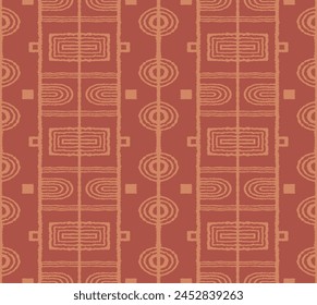 Modern geometric pattern. Circles and stripes, square lines art. Retro futuristic background. Minimalistic figures. Abstract op-art illustration. Bauhaus pattern. Scandinavian, African rug.