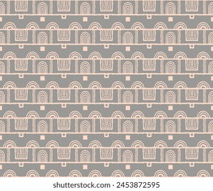 Modern geometric pattern. Circles and stripes, square lines art. Retro futuristic background. Minimalistic figures. Abstract op-art illustration. Bauhaus pattern. Scandinavian, African rug.