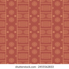 Modern geometric pattern. Circles and stripes, square lines art. Retro futuristic background. Minimalistic figures. Abstract op-art illustration. Bauhaus pattern. Scandinavian, African rug.
