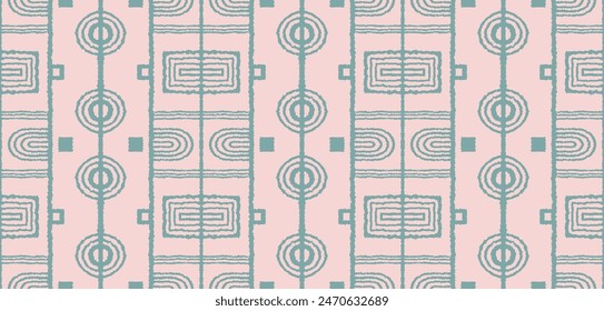 Modern geometric pattern. Circles and stripes, square lines art. Retro futuristic background. Minimalistic figures. Abstract op-art illustration. Bauhaus pattern. Scandinavian, African rug.