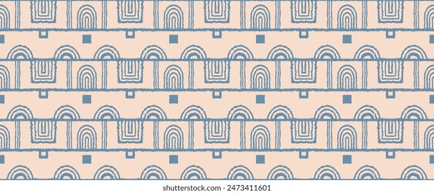 Modern geometric pattern. Circles and stripes, square lines art. Retro futuristic background. Minimalistic figures. Abstract op-art illustration. Bauhaus pattern. Scandinavian, African rug.