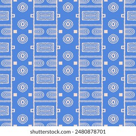 Modernes geometrisches Muster. Kreise und Streifen, quadratische Linien Kunst. Retro futuristischer Hintergrund. Minimalistische Zahlen. Abstrakte Illustration. Bauhaus-Muster. Skandinavischer, afrikanischer Teppich.
