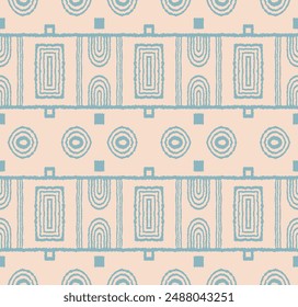 Patrón geométrico moderno. Círculos y rayas, líneas cuadradas de arte. Fondo futurista retro. Cifras minimalistas. Abstractas ilustración de arte. Patrón Bauhaus. Alfombra escandinava africana.