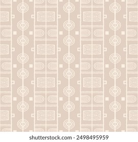 Modern geometric pattern. Circles and stripes, square lines art. Retro futuristic background. Minimalistic figures. Abstract op-art illustration. Bauhaus pattern. Scandinavian, African rug.