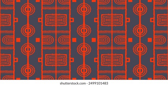 Modern geometric pattern. Circles and stripes, square lines art. Retro futuristic background. Minimalistic figures. Abstract op-art illustration. Bauhaus pattern. Scandinavian, African rug.