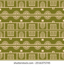 Modern geometric pattern. Circles and stripes, square lines art. Retro futuristic background. Minimalistic figures. Abstract op-art illustration. Bauhaus pattern. Scandinavian, African rug.
