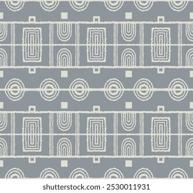 Modern geometric pattern. Circles and stripes, square lines art. Retro futuristic background. Minimalistic figures. Abstract op-art illustration. Bauhaus pattern. Scandinavian, African rug.