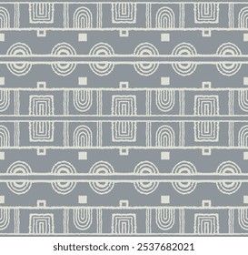 Modern geometric pattern. Circles and stripes, square lines art. Retro futuristic background. Minimalistic figures. Abstract op-art illustration. Bauhaus pattern. Scandinavian, African rug.