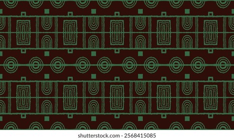 Modern geometric pattern. Circles and stripes, square lines art. Retro futuristic background. Minimalistic figures. Abstract op-art illustration. Bauhaus pattern. Scandinavian, African rug.