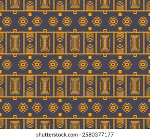 Modern geometric pattern. Circles and stripes, square lines art. Retro futuristic background. Minimalistic figures. Abstract op-art illustration. Bauhaus pattern. Scandinavian, African rug.