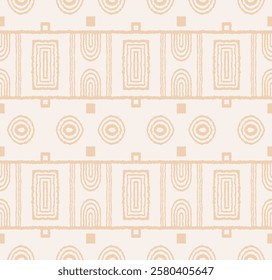Modern geometric pattern. Circles and stripes, square lines art. Retro futuristic background. Minimalistic figures. Abstract op-art illustration. Bauhaus pattern. Scandinavian, African rug.