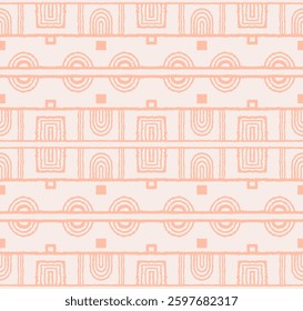 Modern geometric pattern. Circles and stripes, square lines art. Retro futuristic background. Minimalistic figures. Abstract op-art illustration. Bauhaus pattern. Scandinavian, African rug.