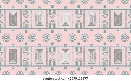 Modern geometric pattern. Circles and stripes, square lines art. Retro futuristic background. Minimalistic figures. Abstract op-art illustration. Bauhaus pattern. Scandinavian, African rug.