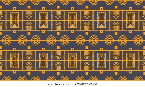 Modern geometric pattern. Circles and stripes, square lines art. Retro futuristic background. Minimalistic figures. Abstract op-art illustration. Bauhaus pattern. Scandinavian, African rug.
