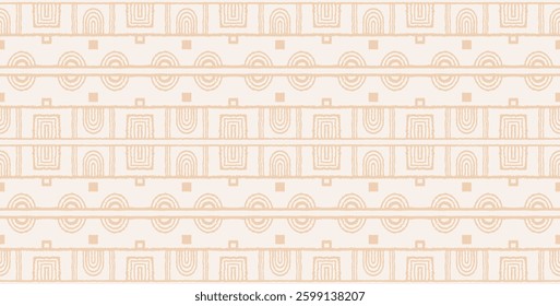 Modern geometric pattern. Circles and stripes, square lines art. Retro futuristic background. Minimalistic figures. Abstract op-art illustration. Bauhaus pattern. Scandinavian, African rug.