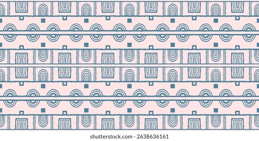 Modern geometric pattern. Circles and stripes, square lines art. Retro futuristic background. Minimalistic figures. Abstract op-art illustration. Bauhaus pattern. Scandinavian, African rug.