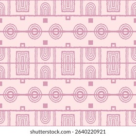 Modern geometric pattern. Circles and stripes, square lines art. Retro futuristic background. Minimalistic figures. Abstract op-art illustration. Bauhaus pattern. Scandinavian, African rug.