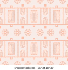 Modern geometric pattern. Circles and stripes, square lines art. Retro futuristic background. Minimalistic figures. Abstract op-art illustration. Bauhaus pattern. Scandinavian, African rug.