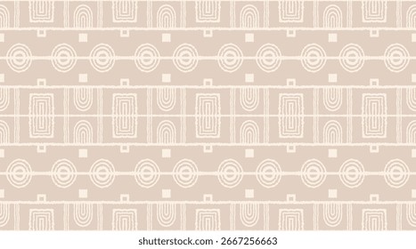 Modern geometric pattern. Circles and stripes, square lines art. Retro futuristic background. Minimalistic figures. Abstract op-art illustration. Bauhaus pattern. Scandinavian, African rug.