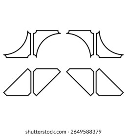 Modern geometric pattern composed of symmetrical rectangular and arch-like shapes. Clean, minimalist stroke design ideal for abstract backgrounds, architectural themes, and decorative compositions.