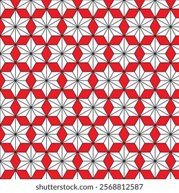 A modern geometric pattern design featuring clean lines, symmetrical shapes, and vibrant colors.