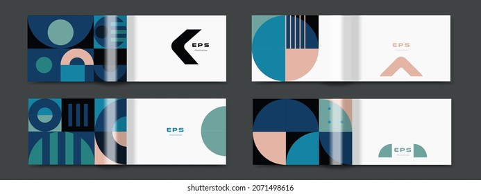 Modern geometric pattern design sheets or covers for booklets and brochures. Corporate identity for printed products. 