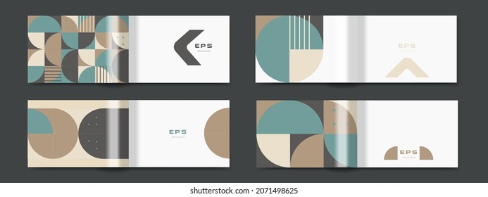 Modern geometric pattern design sheets or covers for booklets and brochures. Corporate identity for printed products. 