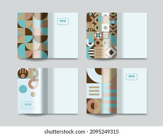 Moderne geometrische Muster-Designblätter oder -Umschläge für Broschüren und Broschüren. Corporate Identity für gedruckte Produkte. 