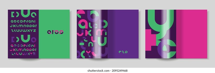 Modern geometric pattern design sheets or covers for booklets and brochures. Corporate identity for printed products. 