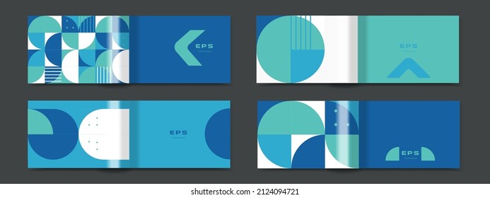 Modern geometric pattern design sheets or covers for booklets and brochures. Corporate identity for printed products. 