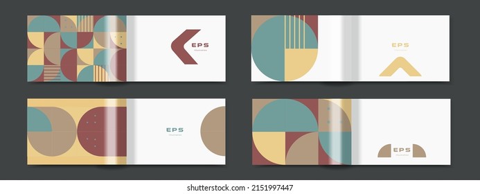 Modern geometric pattern design sheets or covers for booklets and brochures. Corporate identity for printed products. 