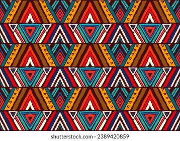 Modern geometric pattern with diamonds, stripes, diagonal lines. Ikat print. Zigzag chevron abstract illustration. Tribal ethnic vector texture. Aztec style. Folk embroidery. Scandinavian, African rug