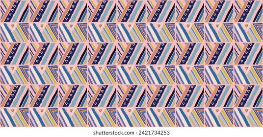 Modern geometric pattern with diamonds, stripes, diagonal lines. Ikat print. Zigzag chevron abstract illustration. Tribal ethnic vector texture. Aztec style. Folk embroidery. Scandinavian, African rug