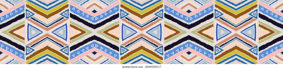 Patrón geométrico moderno con diamantes, rayas, líneas diagonales. Impresión de Ikat. Ilustración abstracta del chevron del zigzag. Textura de Vector étnico tribal. Estilo azteca. Bordado de Folk. Alfombra escandinava, africana