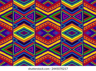 Patrón geométrico moderno con diamantes, rayas, líneas diagonales. Impresión de Ikat. Ilustración abstracta del chevron del zigzag. Textura de Vector étnico tribal. Estilo azteca. Bordado de Folk. Alfombra escandinava, africana