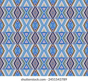 Modern geometric pattern with diamonds, stripes, diagonal lines. Ikat print. Zigzag chevron abstract illustration. Tribal ethnic vector texture. Aztec style. Folk embroidery. Scandinavian, African rug