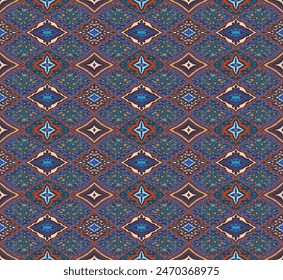 Patrón geométrico moderno con diamantes, rayas, líneas diagonales. Impresión de Ikat. Ilustración abstracta del chevron del zigzag. Textura de Vector étnico tribal. Estilo azteca. Bordado de Folk. Alfombra escandinava, africana